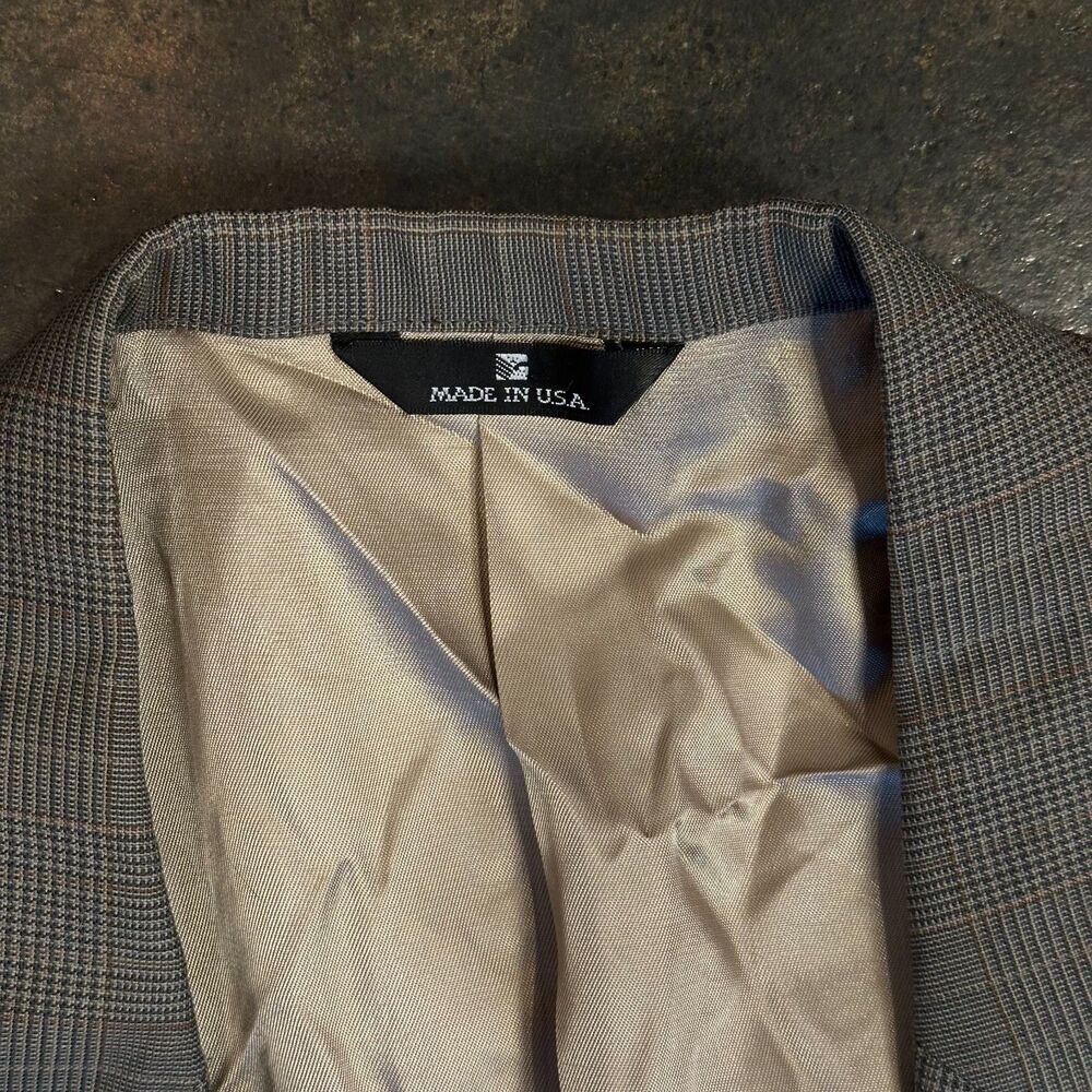 Portofolio Perry Ellis Mens Blazer Sport Coat Gray Beige 100% Wool USA Made - Picture 10 of 11